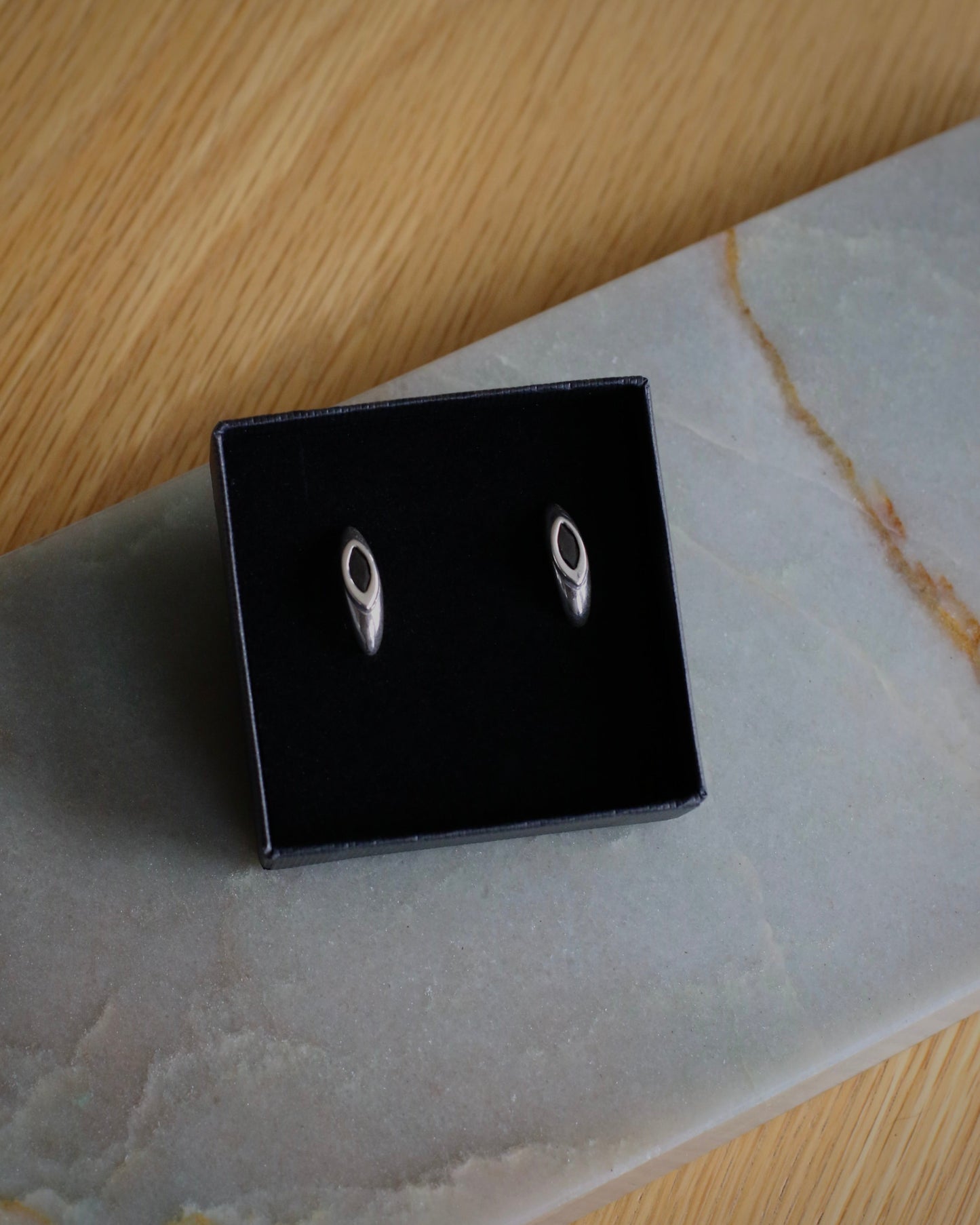 Silver Earrings With Black Onyx