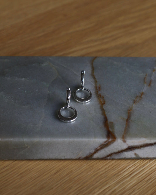 Oval Silver Drop Earrings