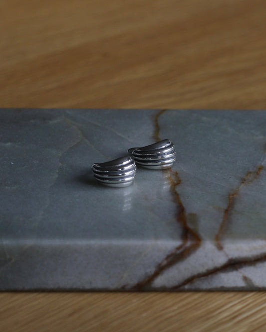 Striped Silver Drop Earrings