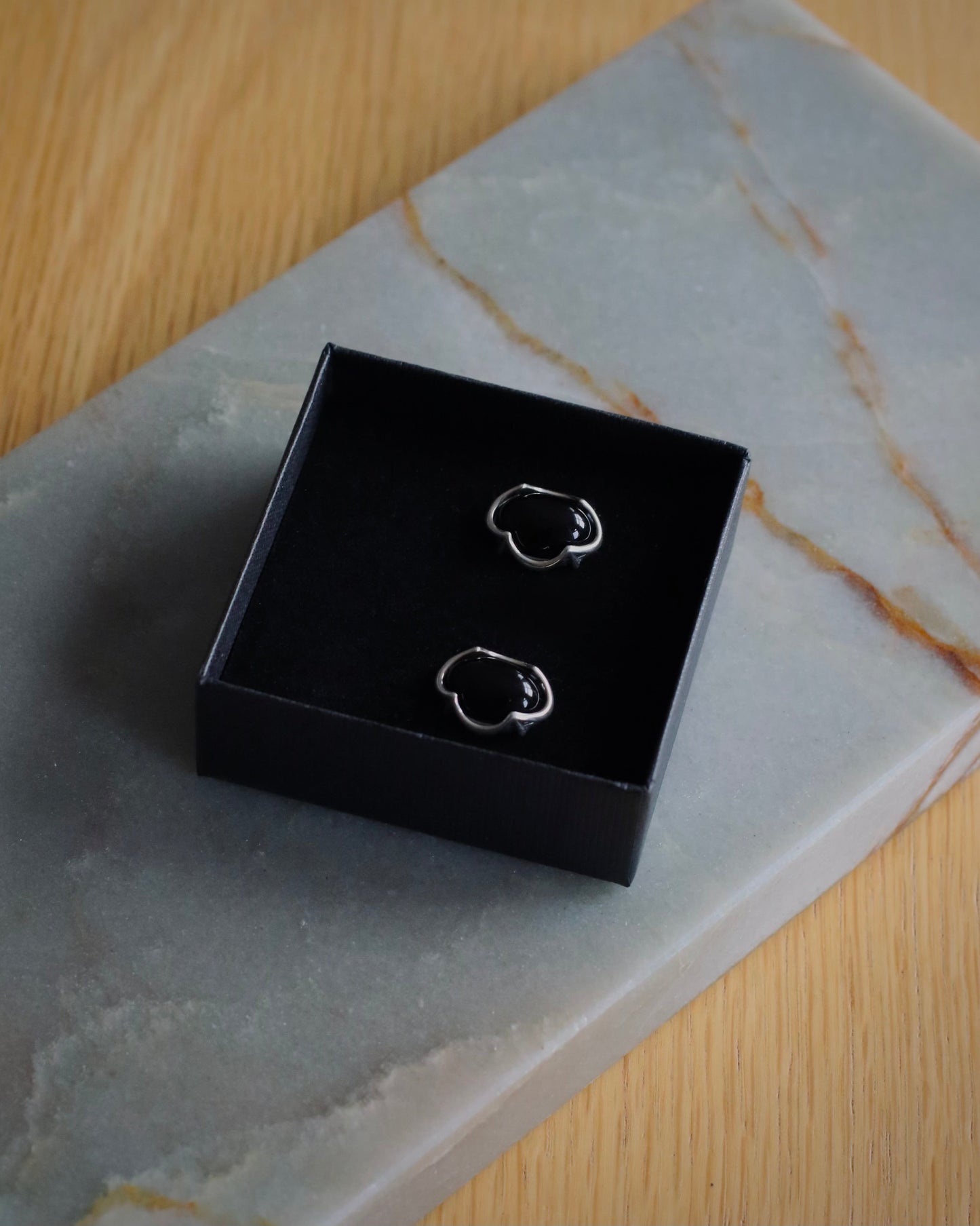 Black Onyx Silver Earrings
